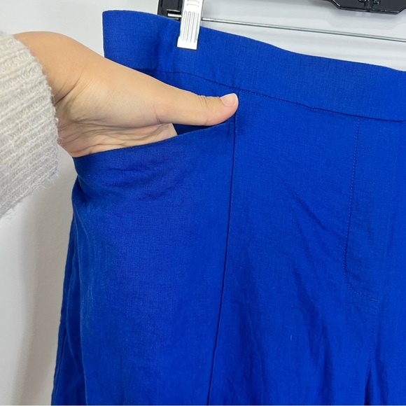 Penningtons Linen Blend Royal Blue Wide-leg Crop Pants Women Plus Size 20 - Picture 10 of 13
